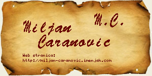 Miljan Caranović vizit kartica